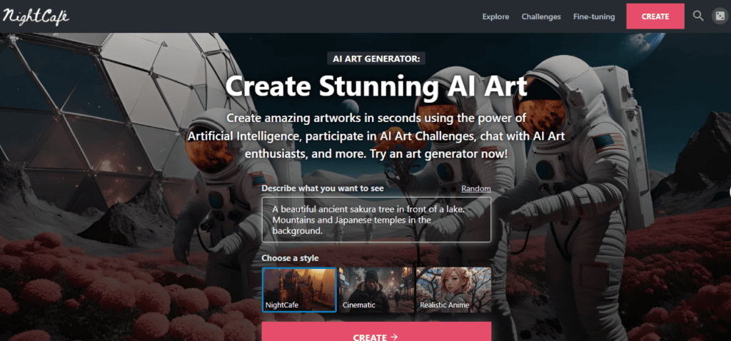 NightCafe ai Image generator